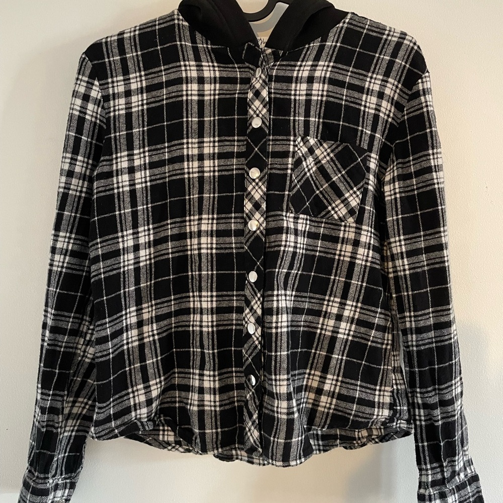 Black and White Plaid Button-Up Shirt